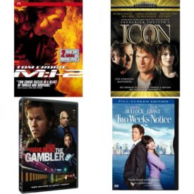 DVD Assorted Movies 4 Pack Fun Gift Bundle: Mission Impossible II, Icon, The Gambler, Two Weeks Notice