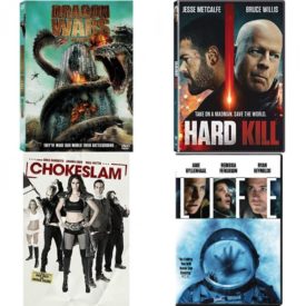 DVD Assorted Movies 4 Pack Fun Gift Bundle: Dragon Wars - D-War, HARD KILL, Chokeslam, Life