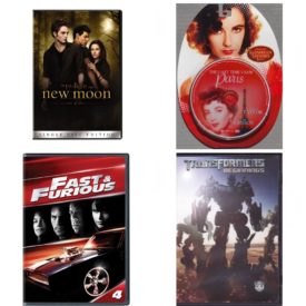 DVD Assorted Movies 4 Pack Fun Gift Bundle: The Twilight Saga: New Moon, The Last Time I Saw Paris, Fast & Furious, Transformers: Beginnings