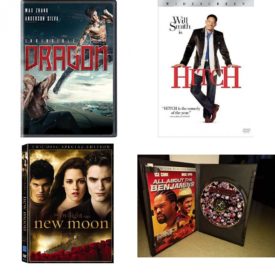 DVD Assorted Movies 4 Pack Fun Gift Bundle: Invincible Dragon, Hitch, The Twilight Saga: New Moon, All About the Benjamins