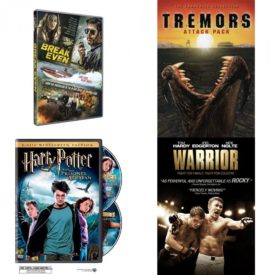 DVD Assorted Movies 4 Pack Fun Gift Bundle: Break Even, Tremors Attack Pack, Harry Potter and the Prisoner of Azkaban, Warrior