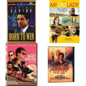 DVD Assorted Movies 4 Pack Fun Gift Bundle: Born To Win, My Old Lady, Baby Driver, Mad Max Beyond Thunderdome