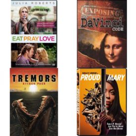 DVD Assorted Movies 4 Pack Fun Gift Bundle: Eat Pray Love, Exposing the Davinci Code, Tremors Attack Pack, Proud Mary
