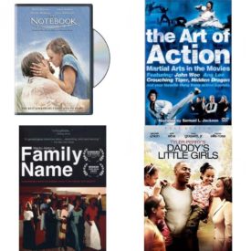 DVD Assorted Movies 4 Pack Fun Gift Bundle: The Notebook, The Art of Action, Family Name, DADDYS LITTLE GIRLS