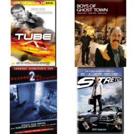 DVD Assorted Movies 4 Pack Fun Gift Bundle: Tube, The Boys of Ghost Town, Paranormal Activity 2, Stretch