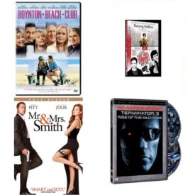 DVD Assorted Movies 4 Pack Fun Gift Bundle: Boynton Beach Club, 2 Movies: Raising Genius / See This, Mr. & Mrs. Smith, Terminator 3: Rise of the Machines