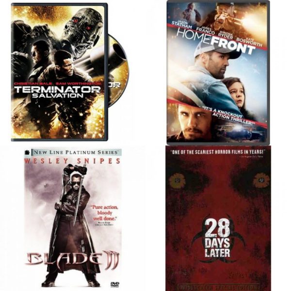 DVD Assorted Movies 4 Pack Fun Gift Bundle: Terminator Salvation, Homefront, BLADE II, 28 Days Later