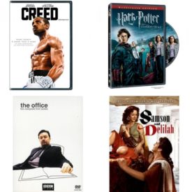 DVD Assorted Movies 4 Pack Fun Gift Bundle: Creed, Harry Potter and the Goblet of Fire, The Office - The Complete First Series, Samson And Delilah