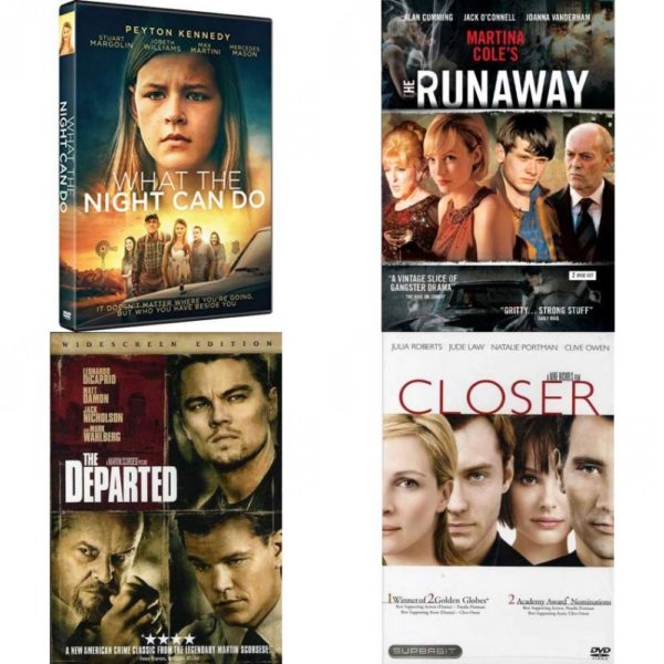 DVD Assorted Movies 4 Pack Fun Gift Bundle: What The Night Can Do, The Runaway, The Departed, Closer