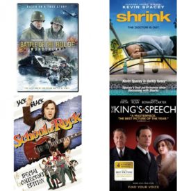 DVD Assorted Movies 4 Pack Fun Gift Bundle: Battle of the Bulge: Wunderland, Shrink, School of Rock, The King's Speech