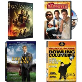 DVD Assorted Movies 4 Pack Fun Gift Bundle: Pagan Warrior, The Hangover, Draft Day, Bowling for Columbine