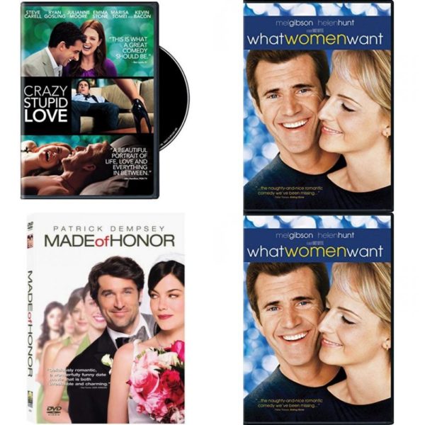 DVD Assorted Romance Movies DVD 4 Pack Fun Gift Bundle: Crazy, Stupid, Love  What Women Want  Made of Honor  What Women Want