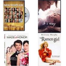 DVD Assorted Romance Movies DVD 4 Pack Fun Gift Bundle: New Year's Eve  If I Stay  Made of Honor  The Ramen Girl