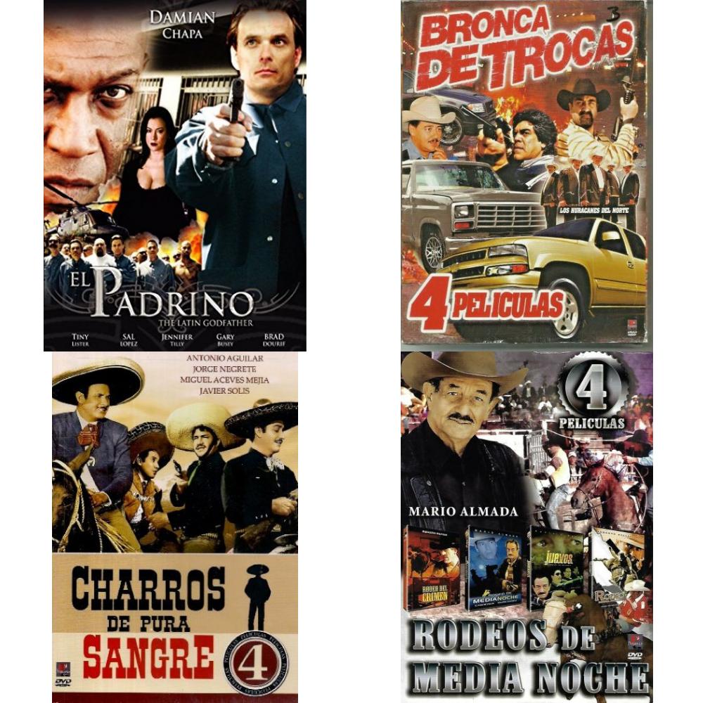 Spanish 4 Pack DVD Bundle: Fugitivos y Criminales Fernando y Mario Almada  Ley Fuga El Criminal, Fiesta De Charros. 4 Peliculas, Dos Peliculas  Mexicanas - Triunfo De Los & Una Rosa, El