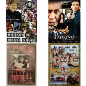 DVD Spanish Speaking Movies 4 Pack Fun Gift Bundle: Rodeos de Media Noche - Mario Almada 4 Peliculas  El Padrino - The Latin Godfather  Sonar...No Cuesta Nada Joven  Las Guapas del Jaripeo
