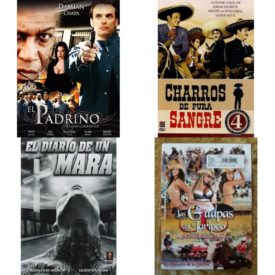 DVD Spanish Speaking Movies 4 Pack Fun Gift Bundle: El Padrino - The Latin Godfather  Charrps De Pura Sangre  El Diario de un Mara  Las Guapas del Jaripeo