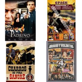DVD Spanish Speaking Movies 4 Pack Fun Gift Bundle: El Padrino - The Latin Godfather  Recordando a Antonio Aguilar 6 Pack  Charrps De Pura Sangre  Bravas Y Violentas "4 Peliculas" JULIO ALEMAN & MARIO ALMADA