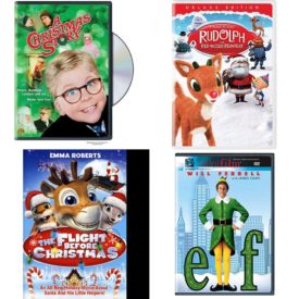 Christmas Holiday Movies DVD 4 Pack Assorted Bundle: A Christmas Story, Rudolph the Red-Nosed Reindeer, The Flight Before Christmas, Elf
