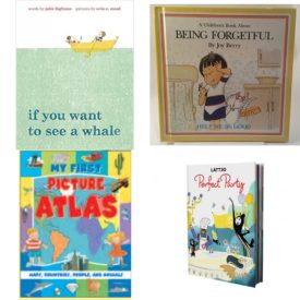 Children's Fun & Educational 4 Pack Hardcover Book Bundle (Ages 3-5): if you want to see a whale, A Childrens Book About: Being Forgetful Help Me Be Good Series, My First Picture Atlas by Tucker Slingsby 2008, Perfect Party