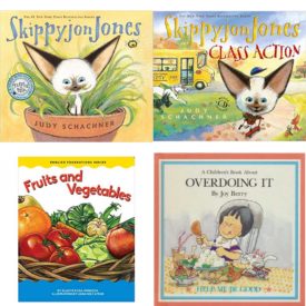 Children's Fun & Educational 4 Pack Hardcover Book Bundle (Ages 3-5): SkippyJon Jones, Skippyjon Jones, Class Action, Fruits and Vegetables English Foundations Board book, A Childrens Book About: Over Doing It Help Me Be Good Series