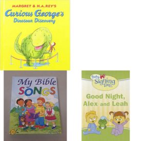 Children's Fun & Educational 4 Pack Hardcover Book Bundle (Ages 3-5): Curious George Dinosaur Discovery, Youre Here for a Reason, My Bible Songs, Good Night, Alex and Leah Baby Signing Time! Board book