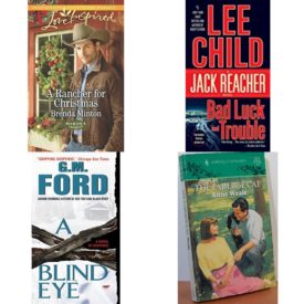 Assorted Novels Paperback Book Bundle (4 Pack): A Rancher for Christmas Minton, Brenda, Bad Luck and Trouble Jack Reacher Mass Market Paperback, A Blind Eye: A Novel Mass Market Paperback, The Faberage Cat - Harlequin American Romance #3318 Paperback