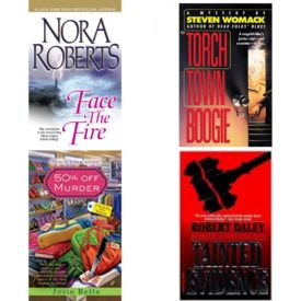 Assorted Novels Paperback Book Bundle (4 Pack): Face the Fire Three Sisters Island Trilogy Mass Market Paperback, Torch Town Boogie Harry James Denton Mysteries Mass Market Paperback, 50% Off Murder Good Buy Girls Mass Market Paperback, Tainted Evidence Mass Market Paperback
