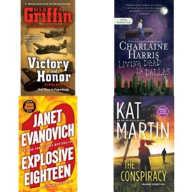 Assorted Novels Paperback Book Bundle (4 Pack): Victory and Honor Honor Bound Mass Market Paperback, Living Dead in Dallas Sookie Stackhouse/True Blood, Book 2 Mass Market Paperback, Explosive Eighteen Stephanie Plum Mass Market Paperback, The Conspiracy Maximum Security Book 1 Mass Market Paperback