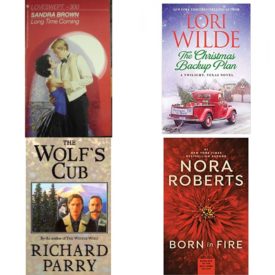 Assorted Romance Paperback Book Bundle (4 Pack): Long Time Coming LoveSwept, No. 300 Mass Market Paperback, The Christmas Backup Plan Twilight, Texas Mass Market Paperback, The Wolfs Cub Mass Market Paperback, Born in Fire Born in Trilogy, Book 1 Mass Market Paperback
