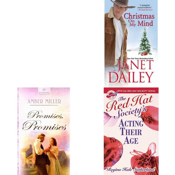 Assorted Romance Paperback Book Bundle (4 Pack): Blithe Spirit Second Chance at Love No 313 Paperback, Christmas on My Mind A Cowboy Christmas Mass Market Paperback, Promises, Promises Libertys Promise, Book 1 Mass Market Paperback, The Red Hat Societys Acting Their Age Mass Market Paperback