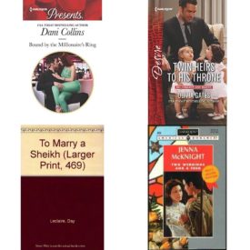 Assorted Harlequin Romance Paperback Book Bundle (4 Pack): Bound by the Millionaires Ring The Sauveterre Siblings Mass Market Paperback, Twin Heirs to His Throne Billionaires and Babies Mass Market Paperback, To Marry A Sheikh - Larger Print Larger Print, 469 Mass Market Paperback, Two Weddings And A Feud Paperback