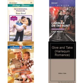 Assorted Harlequin Romance Paperback Book Bundle (4 Pack): Accidental Fiancee The Merits Of Marriage Paperback, Lawman on the Hunt The Men of Search Team Seven Mass Market Paperback, The Cowboy Sheriff Mass Market Paperback, Give And Take Mass Market Paperback