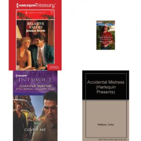 Assorted Harlequin Romance Paperback Book Bundle (4 Pack): Relative Values Harlequin Romance, No. 3308 Mass Market Paperback, Holiday in a Stetson: An Anthology Mass Market Paperback, Cover Me: An Anthology Mass Market Paperback, Accidental Mistress From Here To Paternity Paperback
