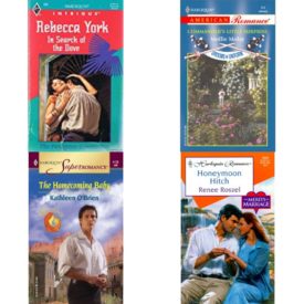 Assorted Harlequin Romance Paperback Book Bundle (4 Pack): In Search of the Dove Harlequin Intrigue, No. 305, The Peregrine Connection Mass Market Paperback, Commanders Little Surprise: Grooms in Uniform Harlequin American Romance, No 954 Mass Market Paperback, The Homecoming Baby: The Birth Place Mass Market Paperback, Honeymoon Hitch The Merits Of Marriage Paperback