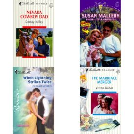 Assorted Silhouette Romance Paperback Book Bundle (4 Pack): Nevada Cowboy Dad Family Matters Silhouette Romance Mass Market Paperback, Their Little Princess Prescription: Marriage Paperback, When Lightning Strikes Twice Soulmates Silhouette Romance Paperback, Marriage Merger Loving The Boss Silhouette Romance Mass Market Paperback