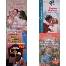 Assorted Silhouette Romance Paperback Book Bundle (4 Pack): A Baby? Maybe By Request, 3 Novels in 1 Mass Market Paperback, Stranded with Santa Silhouette Romance Paperback, The Offer She Couldnt Refuse Silhouette Yours Truly Paperback, Please Take Care Of Willie Silhouette Special Edition Paperback
