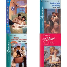 Assorted Silhouette Romance Paperback Book Bundle (4 Pack): Countdown to Baby: Merlyn County Midwives Silhouette Special Edition No. 1592 Paperback, The Man With The Money Silhouette Romance Paperback, Mixing Business...With Baby Stork Express Silhouette Romance Paperback, Chancys Cowboy Silhouette Desire, No 1064 Mass Market Paperback