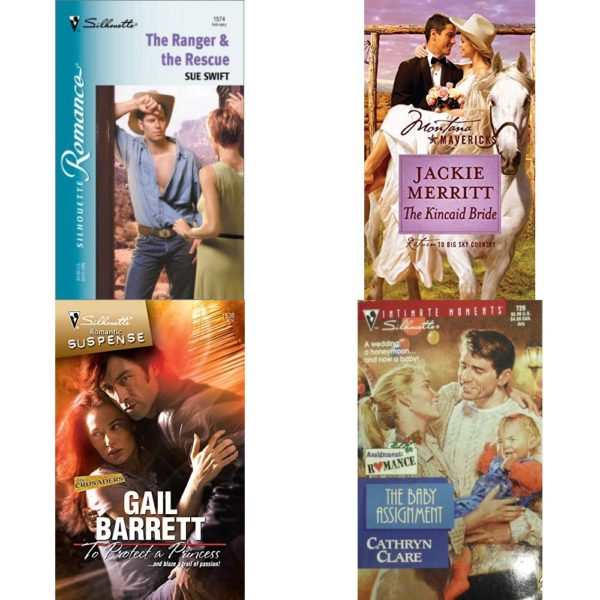 Assorted Silhouette Romance Paperback Book Bundle (4 Pack): The Ranger & the Rescue Silhouette Romance Paperback, The Kincaid Bride Montana Mavericks Paperback, To Protect A Princess The Crusaders Paperback, The Baby Assignment Assignment: Romance Silhouette Intimate Moments, No 726 Paperback