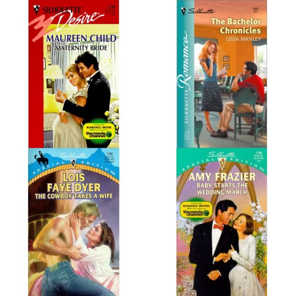 Assorted Silhouette Romance Paperback Book Bundle (4 Pack): Maternity Bride Silhouette Desire #1138 Mass Market Paperback, The Bachelor Chronicles Paperback, The Cowboy Takes a Wife Silhouette Special Edition, No 1198 Paperback, Baby Starts The Wedding March Special Edition Paperback
