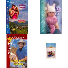 Assorted Silhouette Romance Paperback Book Bundle (4 Pack): Montana Lawman Montana Mavericks Silhouette Special Edition Paperback, Be My Baby Silhouette Romance Paperback, Slow Talkin Texan Man Of The Month Silhouette Desire Paperback, Baby And The Officer Lullabies And Love Silhouette Romance Mass Market Paperback