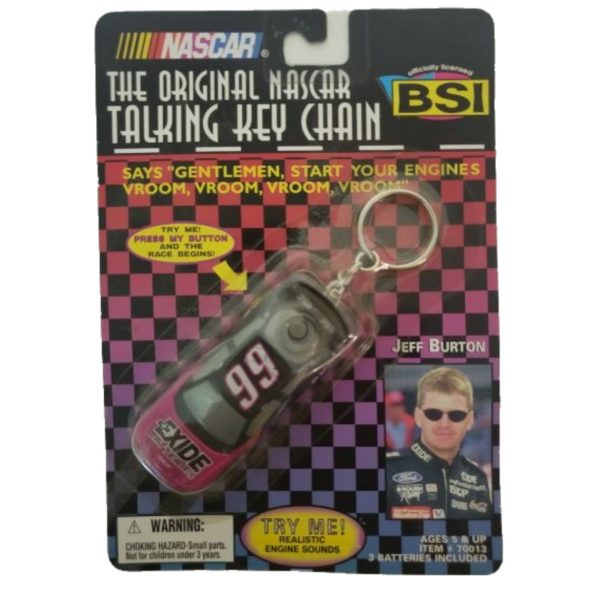 1998 1:64 Diecast NASCAR BSI Talking Key Chain Jeff Burton Exide Batteries