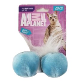 Animal Planet Feather Ball Rattle Cat Toy 2-Pack 2"