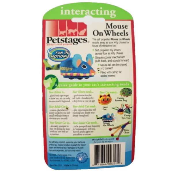 Petstages Mouse On Wheels Interactive Cat Toy 2"