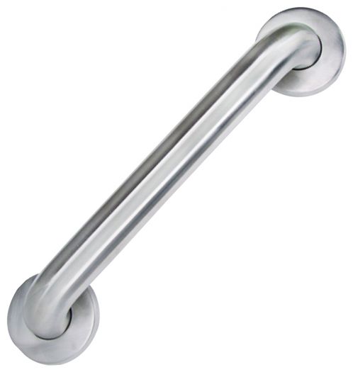 Boston Harbor Heavy-Duty Safety Grab Bar, 1-1/2in Dia X 12in L, Stainless Steel