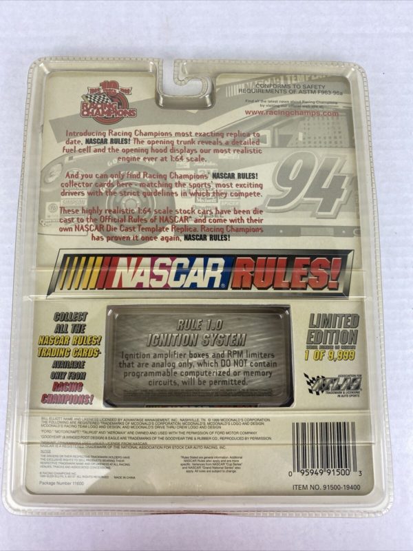 1999 Racing Champions Nascar Rules 1:64 Die Cast NASCAR #94 Bill Elliott
