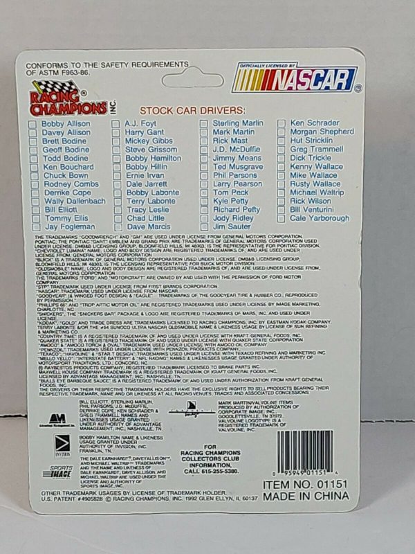 1992 Racing Champions Ricky Rudd #5 Tide Chevrolet 1:64 Scale Nascar Stock Car Diecast with Card