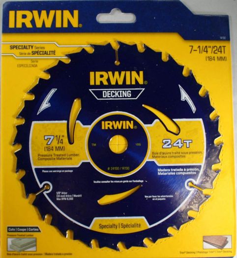 Irwin Marathon 14130 7-1/4 24 Tooth Portable Corded Circular Saw Blade