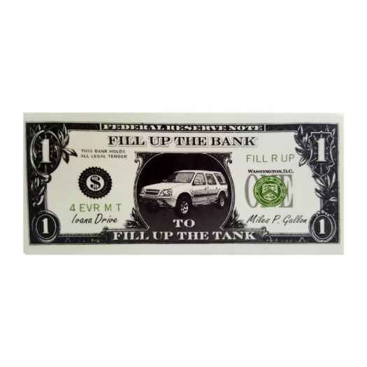 Fill Up The Bank To Fill Up The Tank Porcelain Dollar Bill Bank