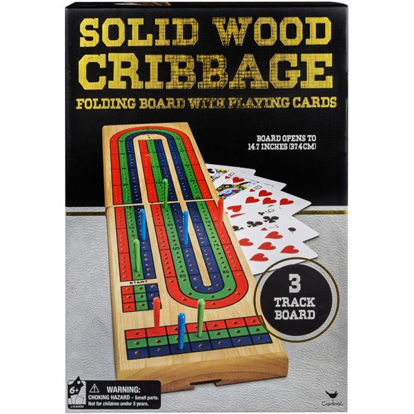 Solid Wood Cribbage Folding Board with Playing Cards