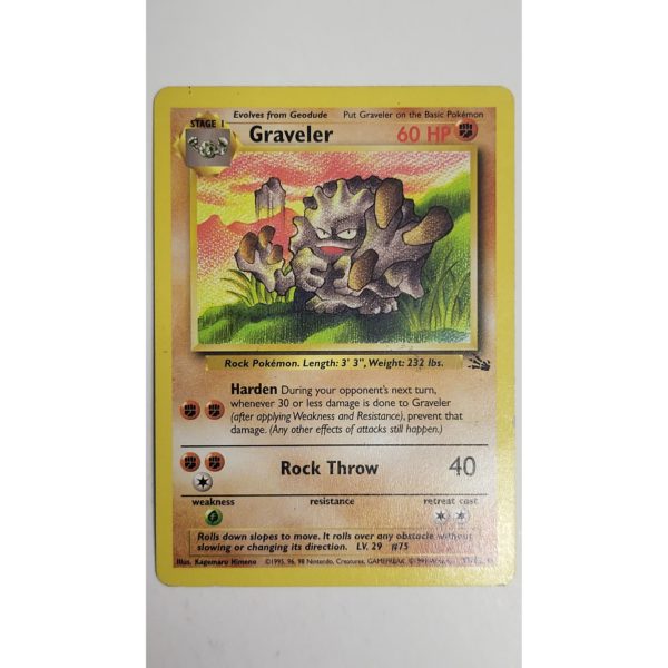 Excellent Graveler 37/62 Fossil Set Pokemon Card